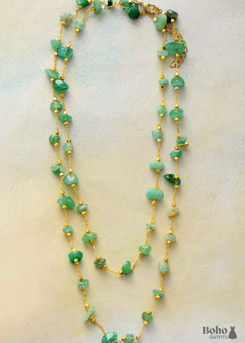 Boho Necklace, Aventurine Lariat Necklace